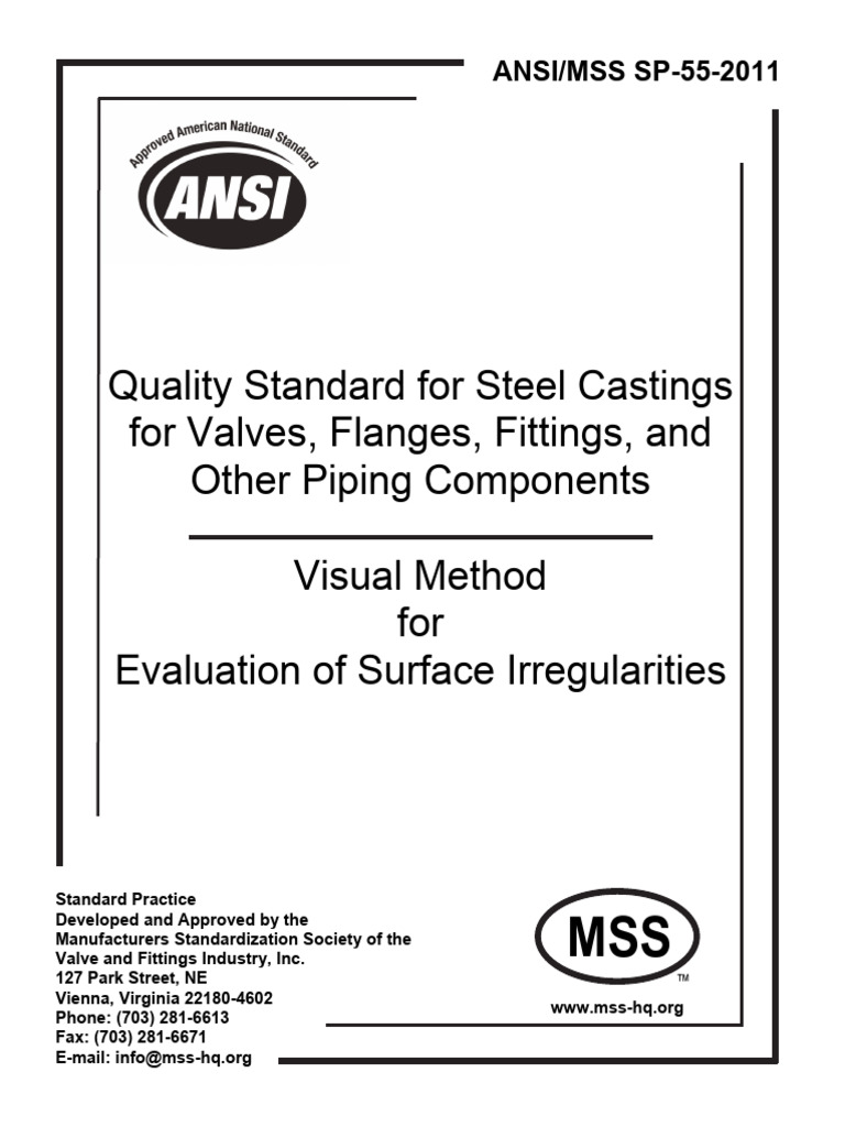 MSS SP-55: Steel Casting Quality Standard | PDF | Valve | Pipe (Fluid ...