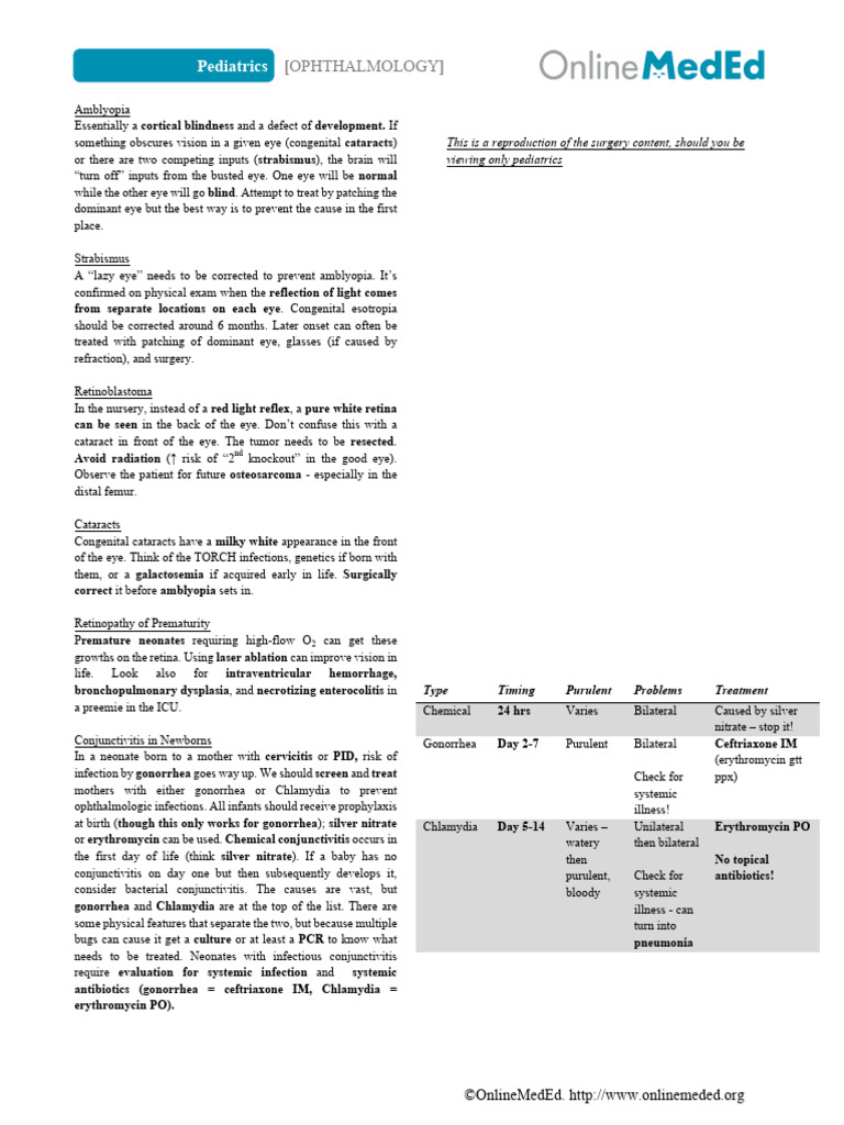 Pediatrics - Ophthalmology | PDF | Human Eye | Medical Specialties