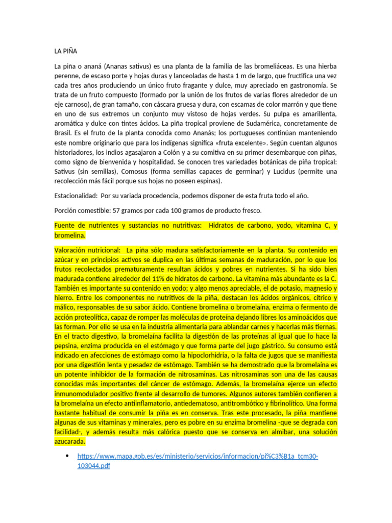 Beneficios y Propiedades de la Piña | PDF | Piña