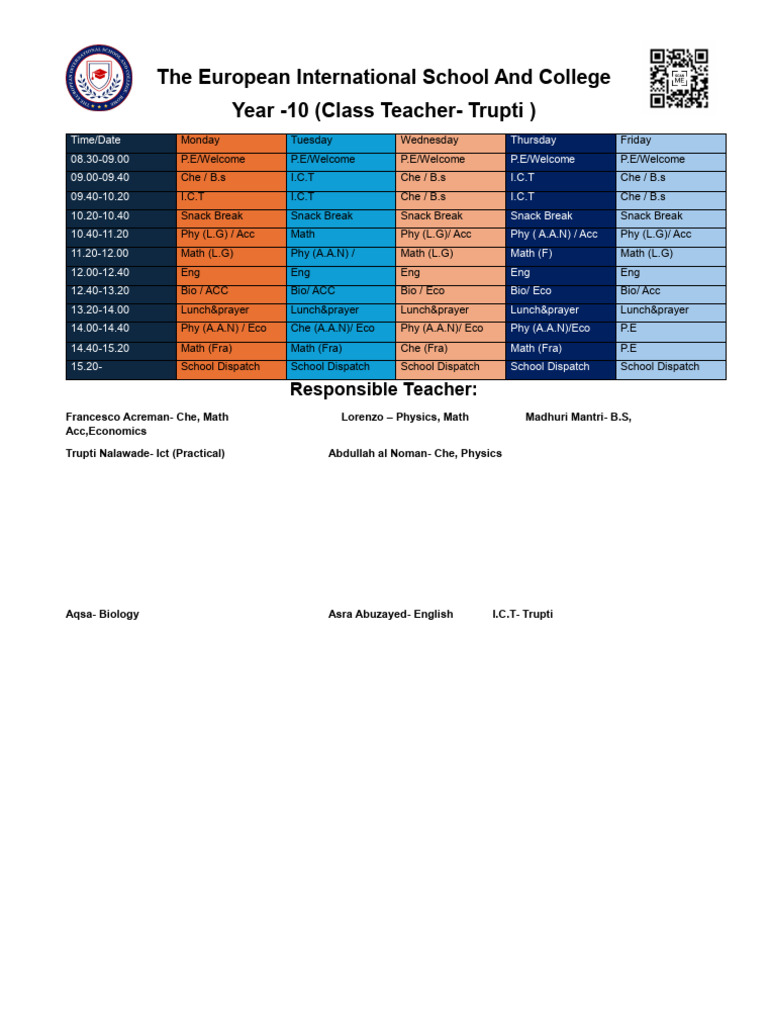 Class Routine - 10 | PDF