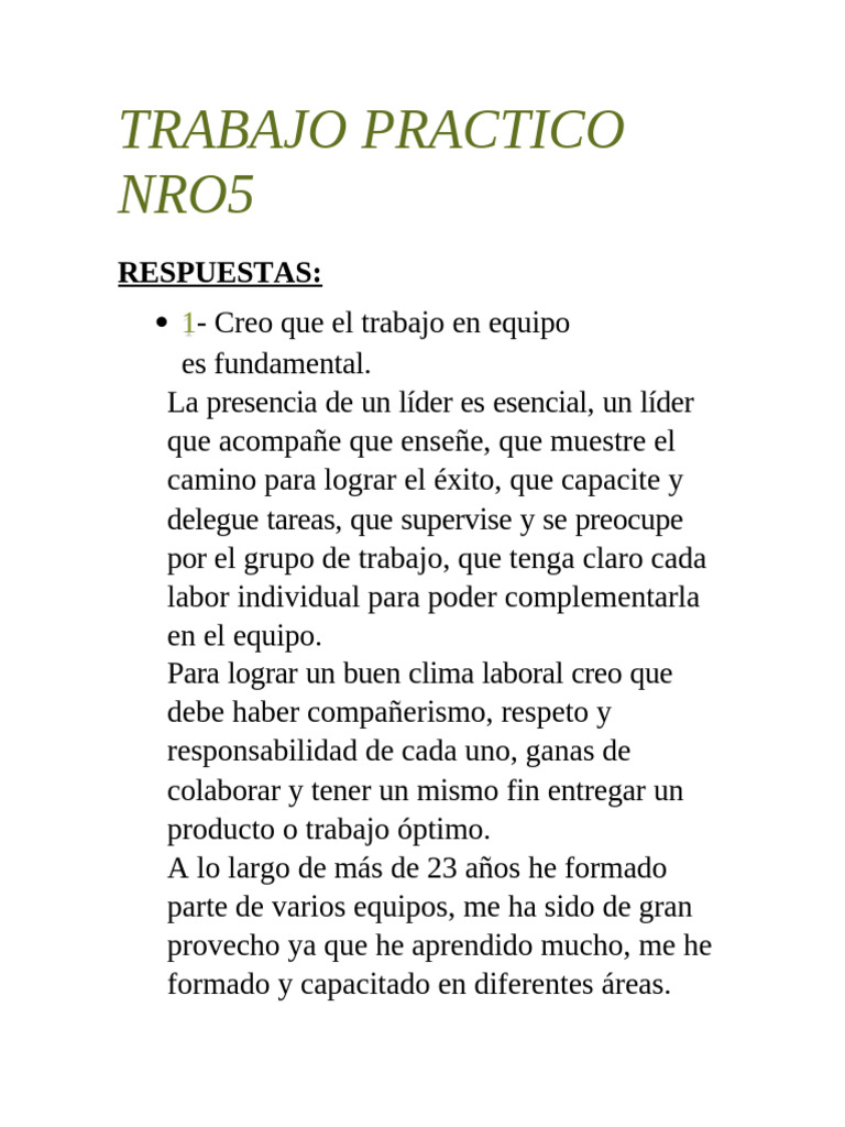Trabajo Practico Nro5 | PDF | Crecimiento personal y profesional ...