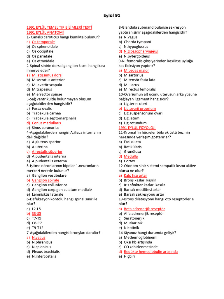 91 Eylül TUS | PDF