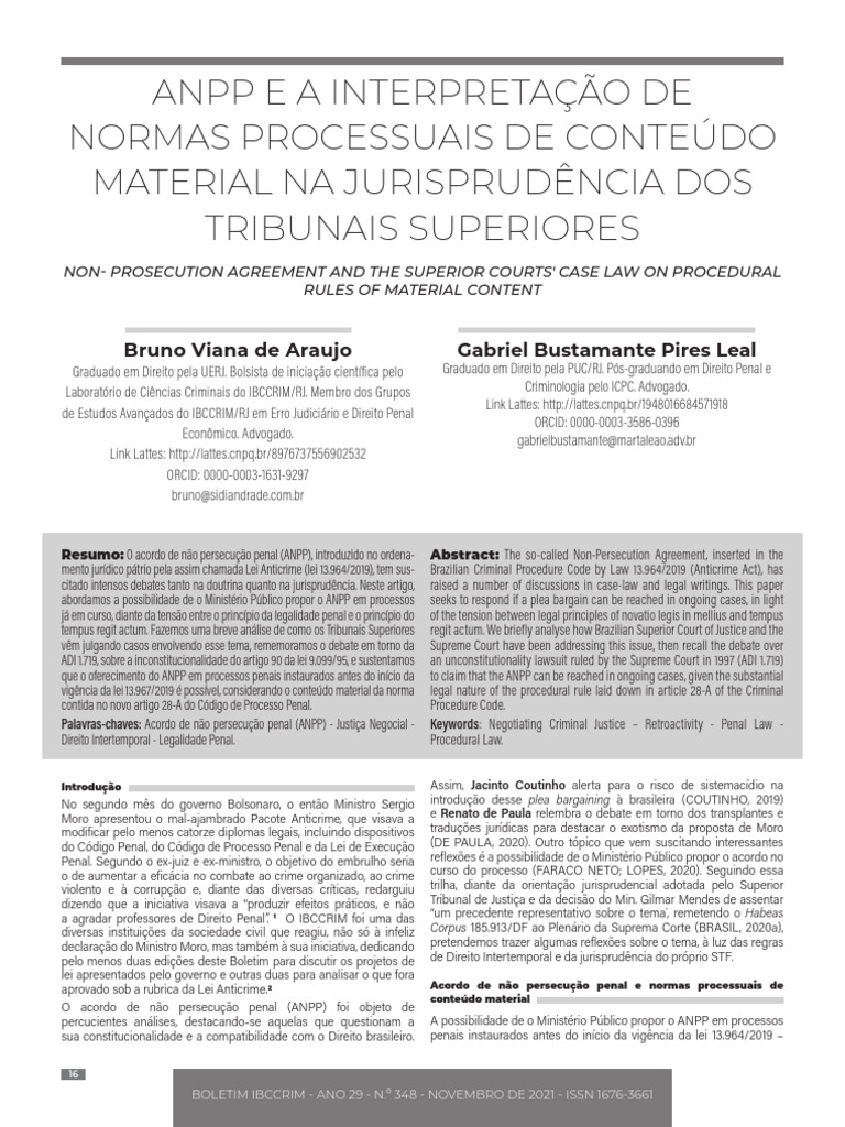 ANPP e Normas Processuais no STF | PDF | Habeas corpus | Sentença ...