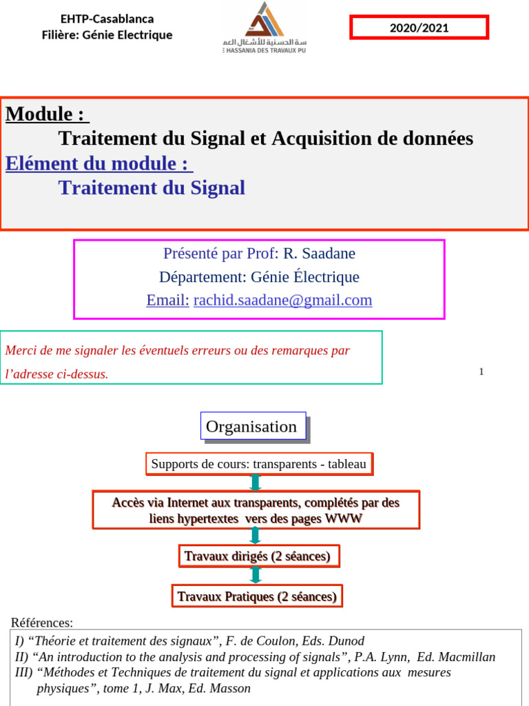 Traitement du Signal en Génie Électrique | PDF | Transformation de ...