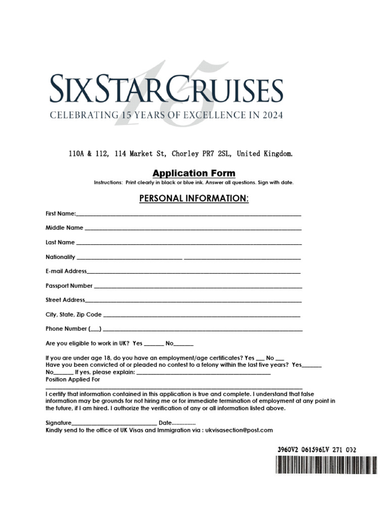 UK Job Application Form Template | PDF