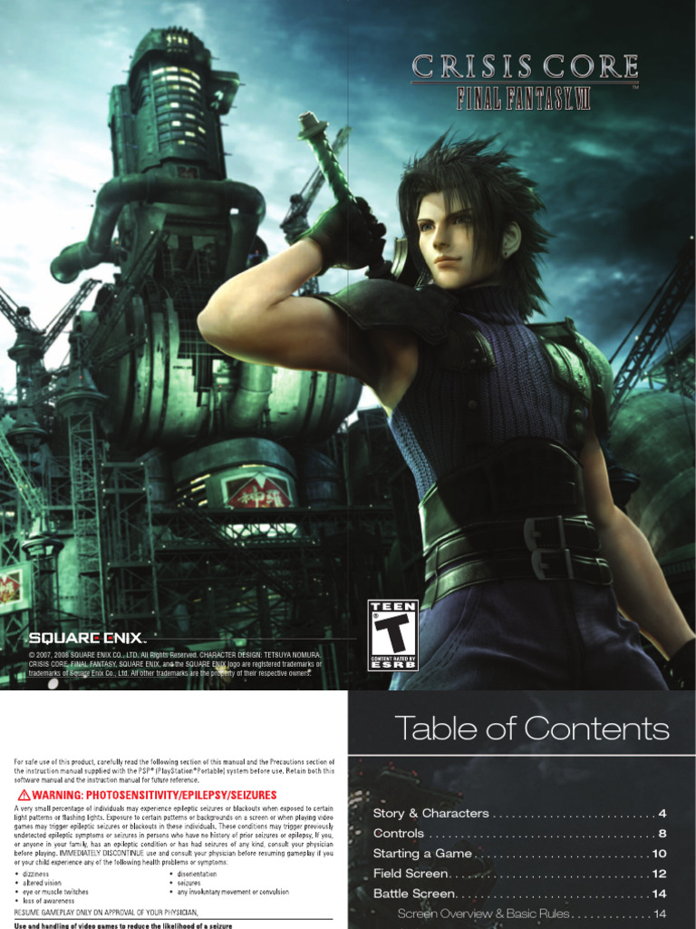 Puzzle Final Fantasy VII Crisis Core 1000 Pièces - Square Enix - Édition Japon - Neuf