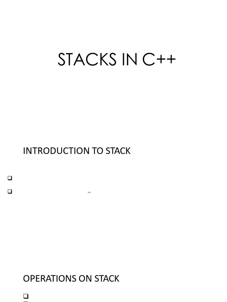 Understanding Stacks in C++: LIFO Operations | PDF | Computer ...