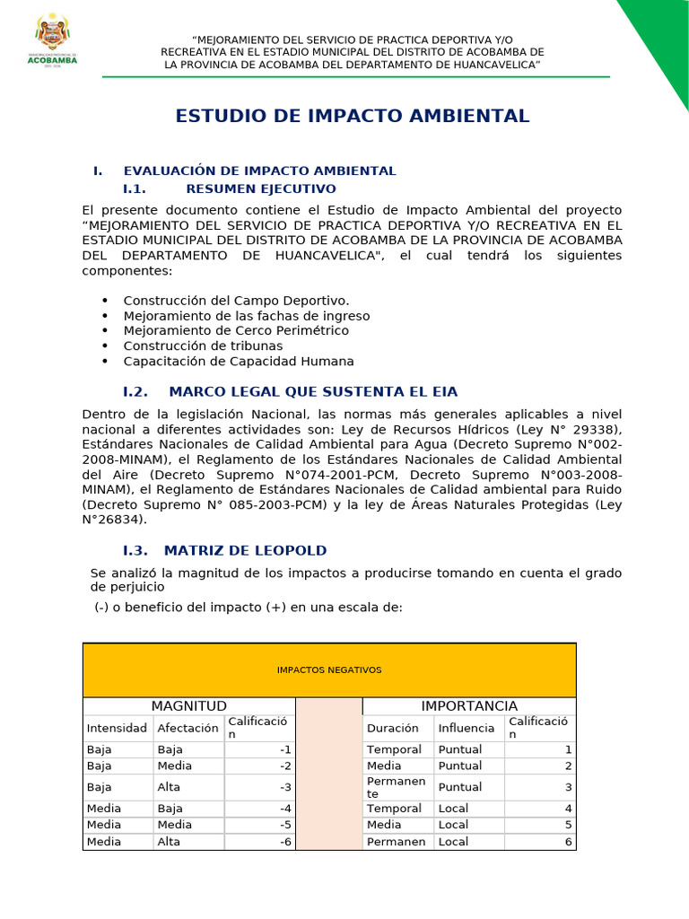 Estudio de Impacto Ambiental | PDF | Evaluación de impacto ambiental ...
