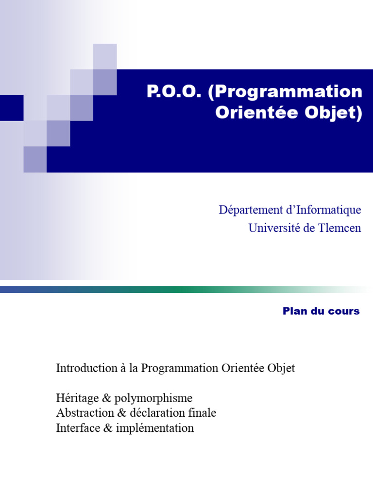 Cours de POO : Concepts et Pratiques Java | PDF | Classe (informatique ...