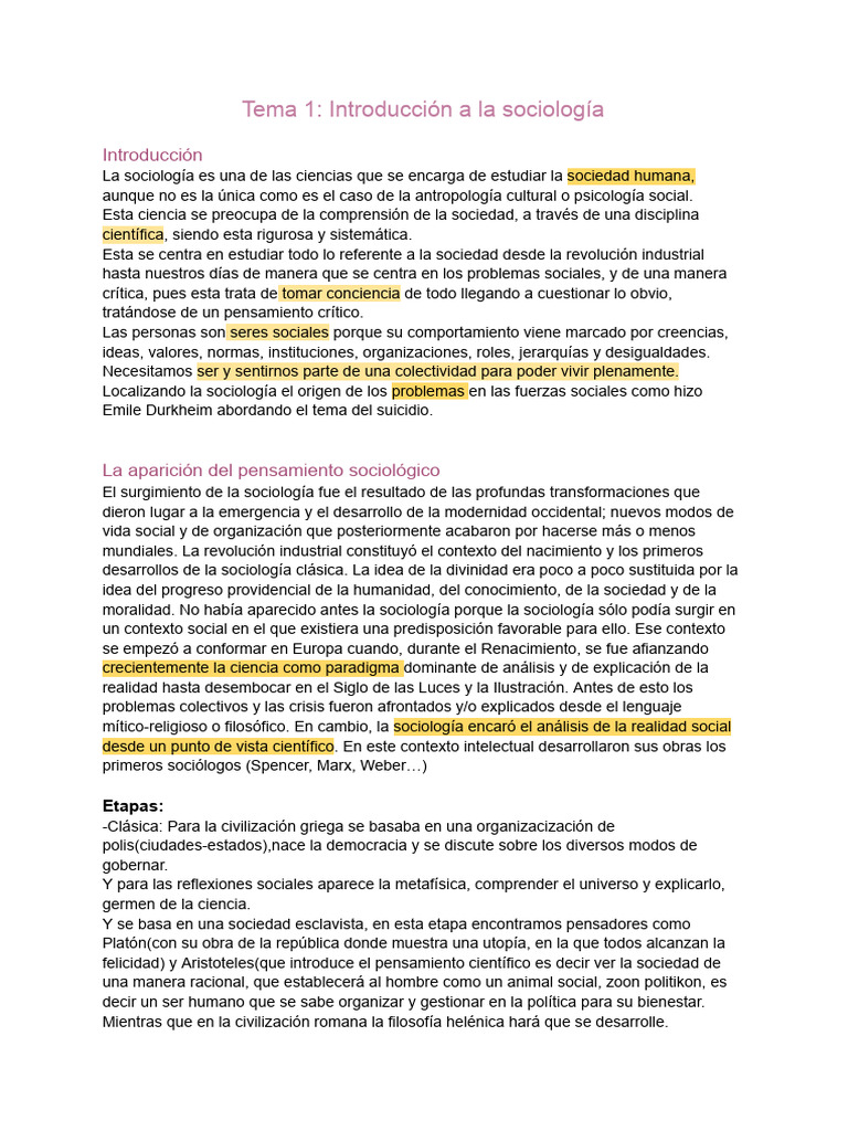 Introducción a la Sociología y sus Pioneros | PDF | Sociología | Sociedad