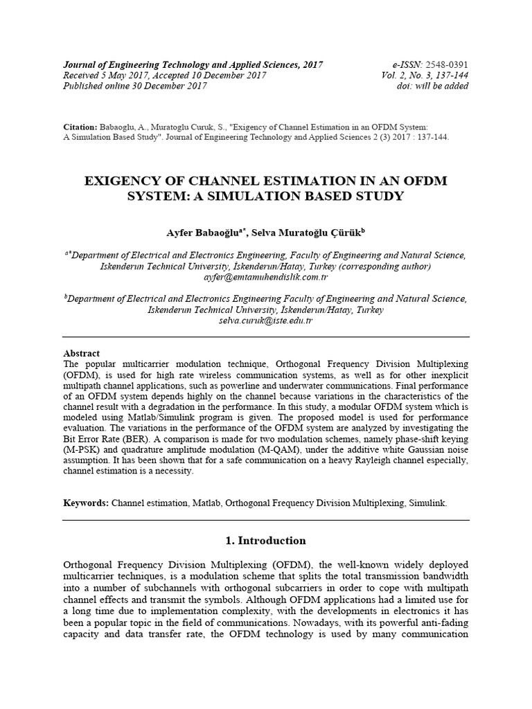 Ofdm articl simul PDF Orthogonal Frequency Division Multiplexing 