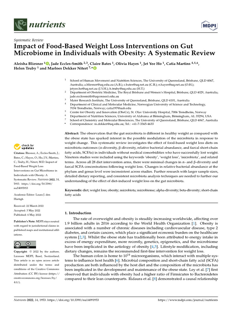 Interventions On Gut Microbiome | PDF | Dieting | Obesity