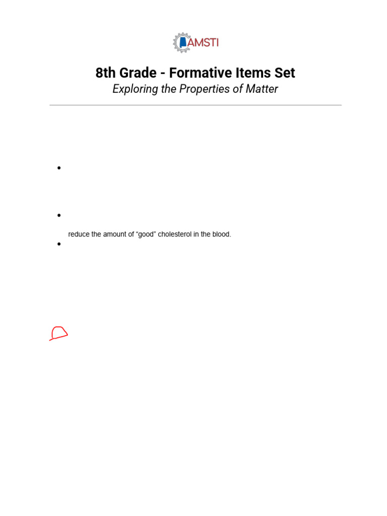 8th Grade Matter Properties Assessment | PDF | Fat | Trans Fat