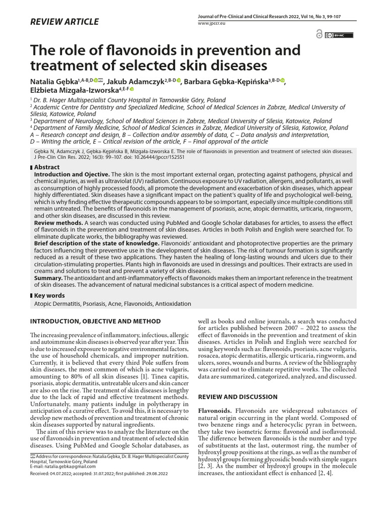 The Role of Flavonoids in | PDF | Psoriasis | Inflammation
