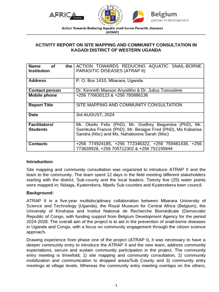Report On Site Mapping and Community Consultation | PDF | Sanitation ...