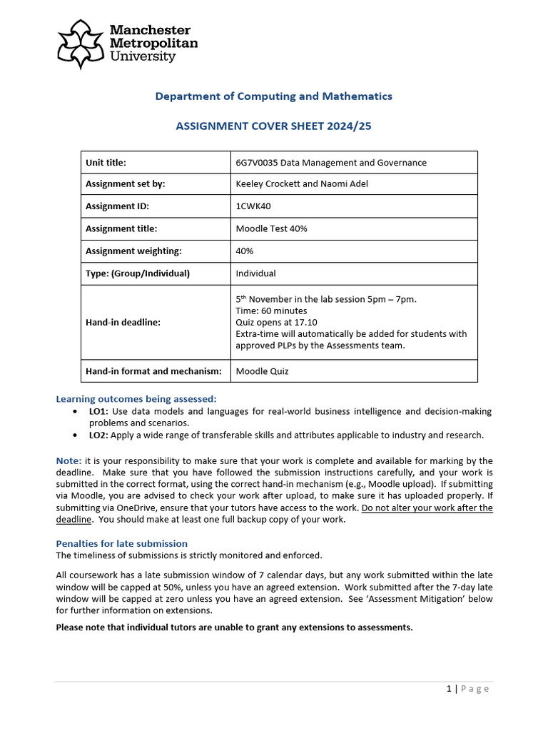Data Management Moodle Test Guide | PDF | Computing