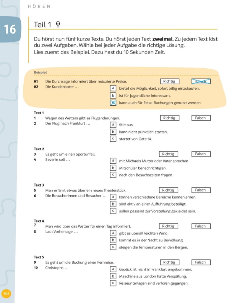 B1 Test 16 Hören Teil 1 | PDF