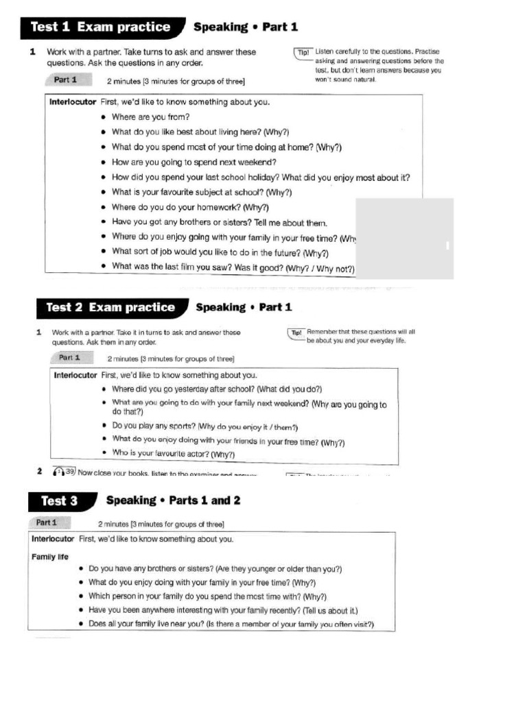 Speaking Part 1 B2 Pdf