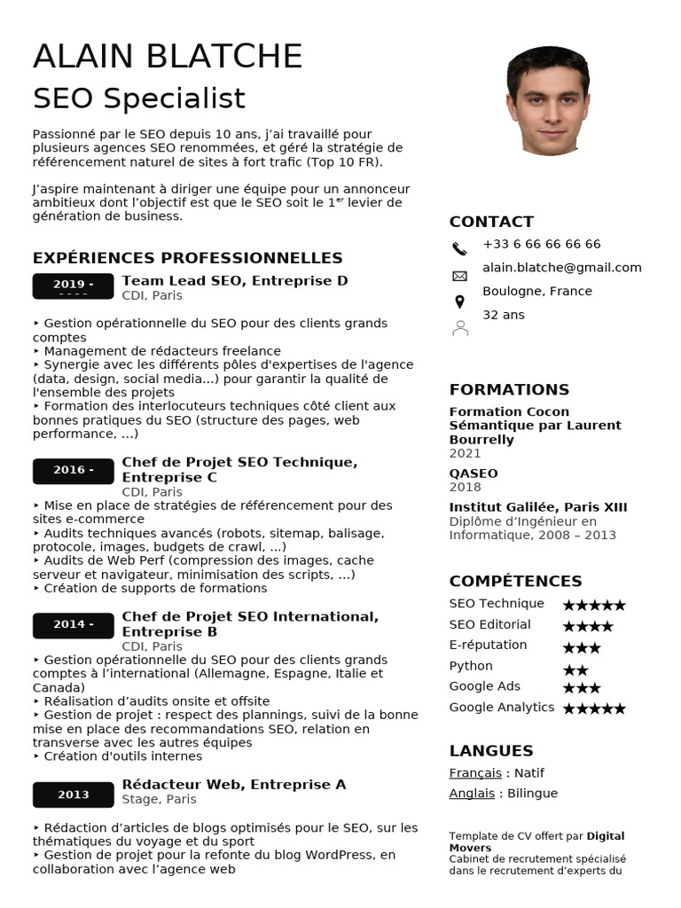 CV d'Alain Blatche - Expert SEO | PDF | Optimisation de moteur de ...