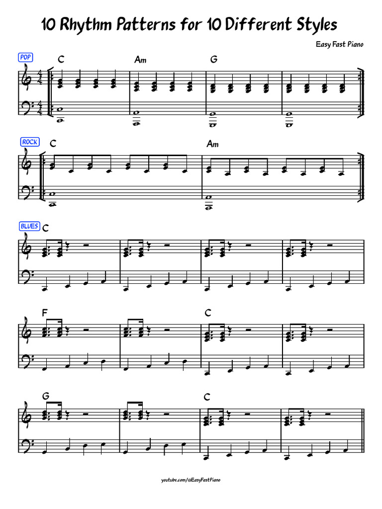 10 Piano Rhythm Patterns for Styles | PDF | Contemporary Music ...