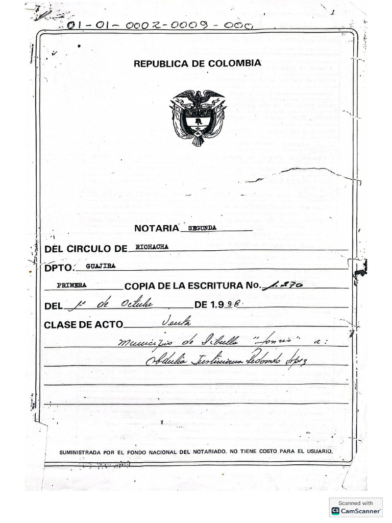 Escritura Señora Obdulia Predio 009 Manz | PDF