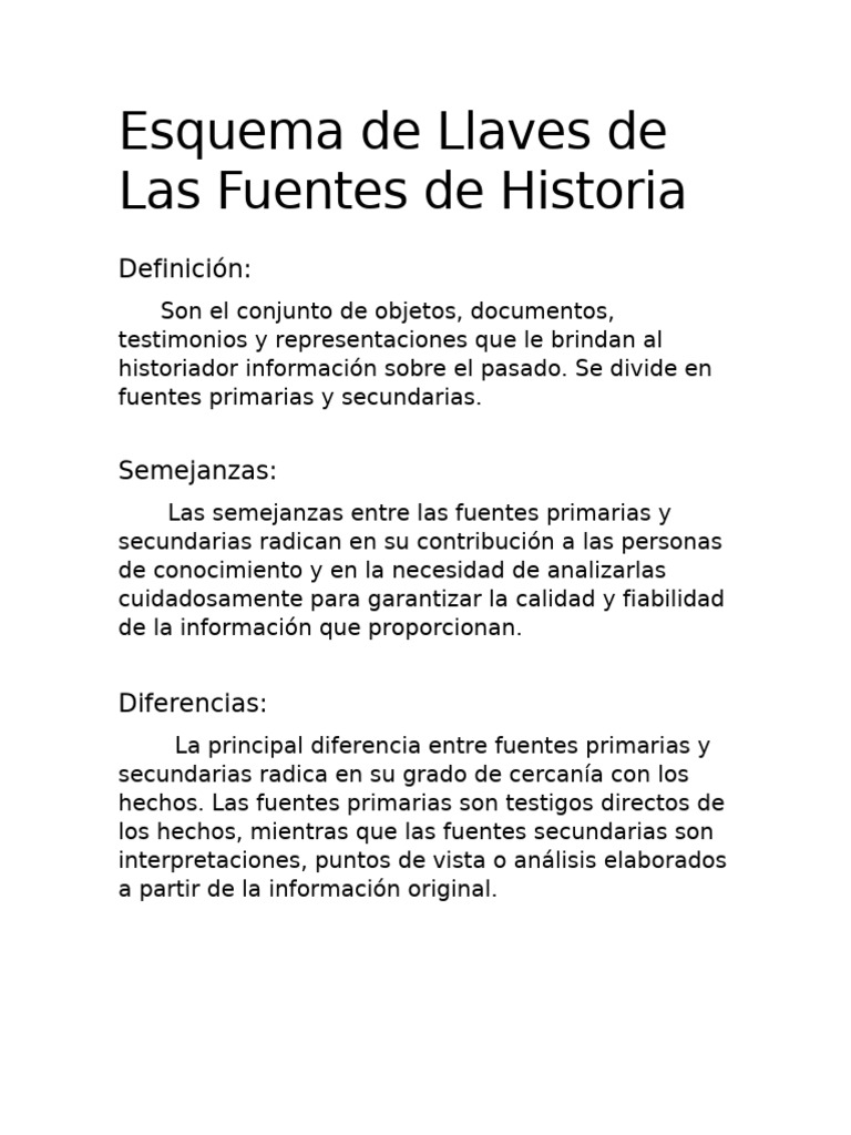 Esquema de Llaves de Las Fuentes de Historia | PDF | Ciencias sociales ...