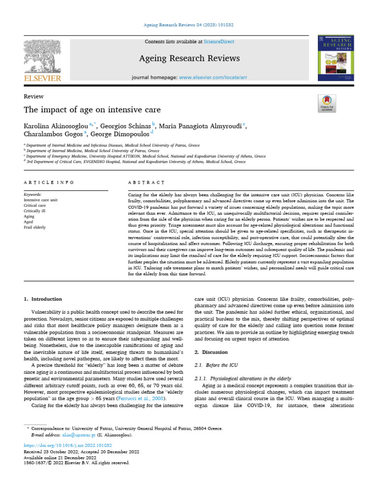 The Impact of Age On Intensive Care | PDF | Intensive Care Unit ...
