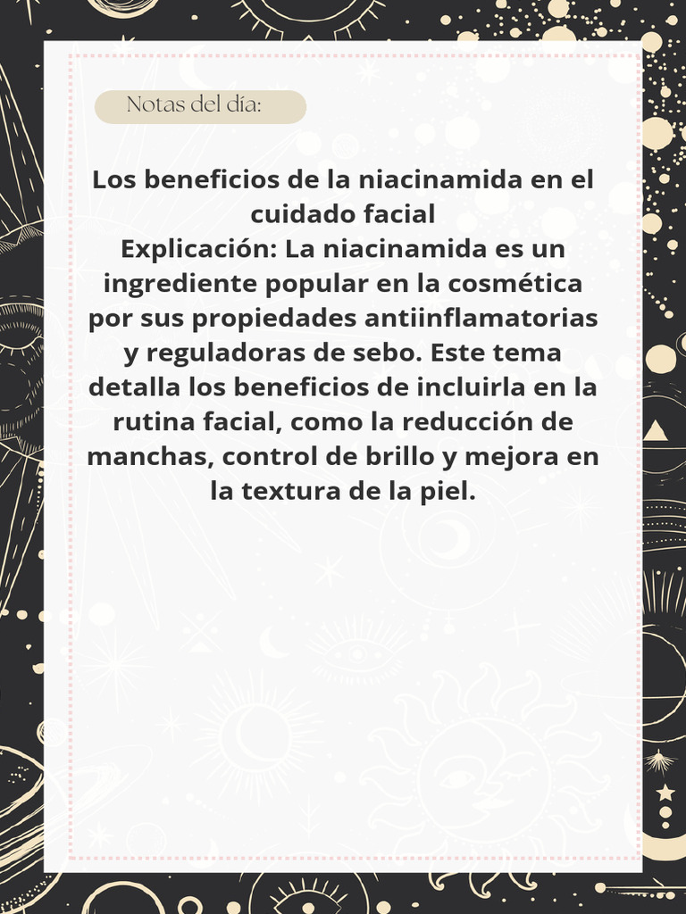 Beneficios de la Niacinamida Facial | PDF