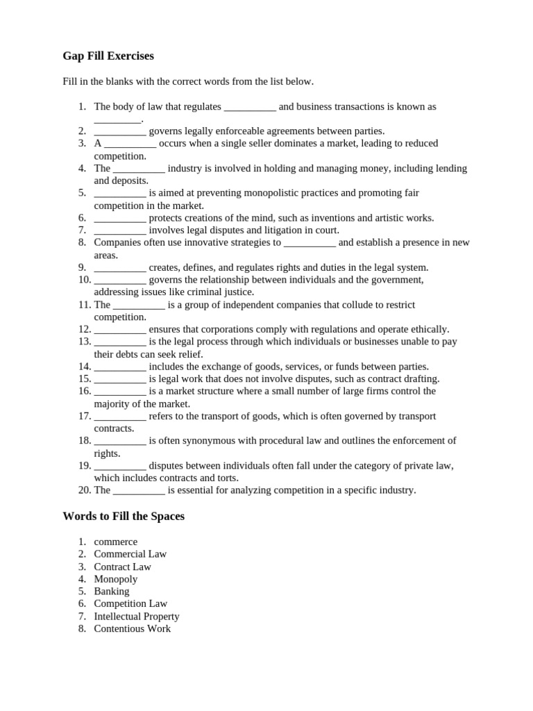Business Law 5 - Exercises (Part 1) - For Students | PDF | Market ...