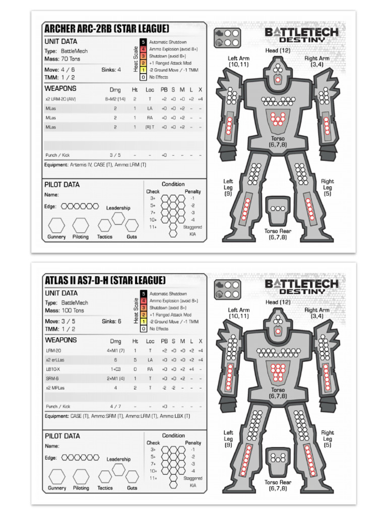 RS Battletech Destiny Cards Star League | PDF