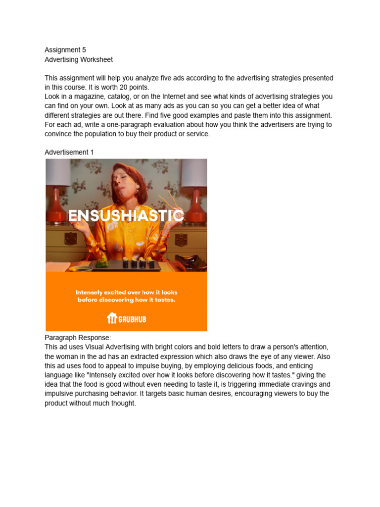 Analyzing Advertising Strategies | PDF | Advertising | Marketing