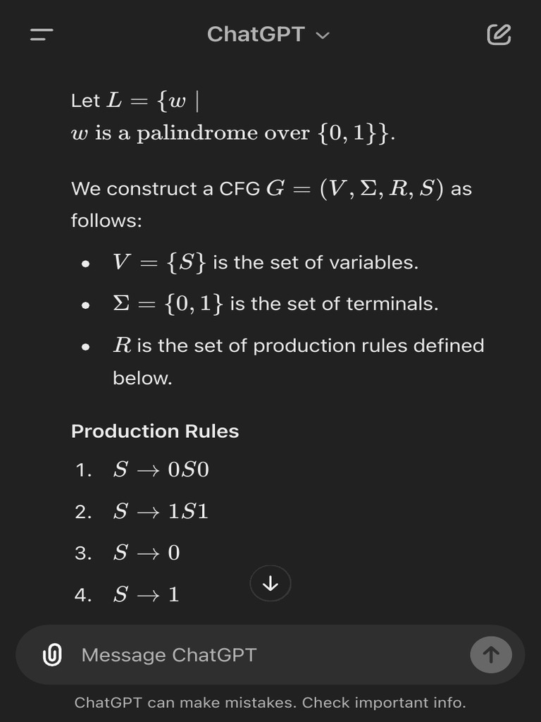 CFG for Binary Palindromes | PDF