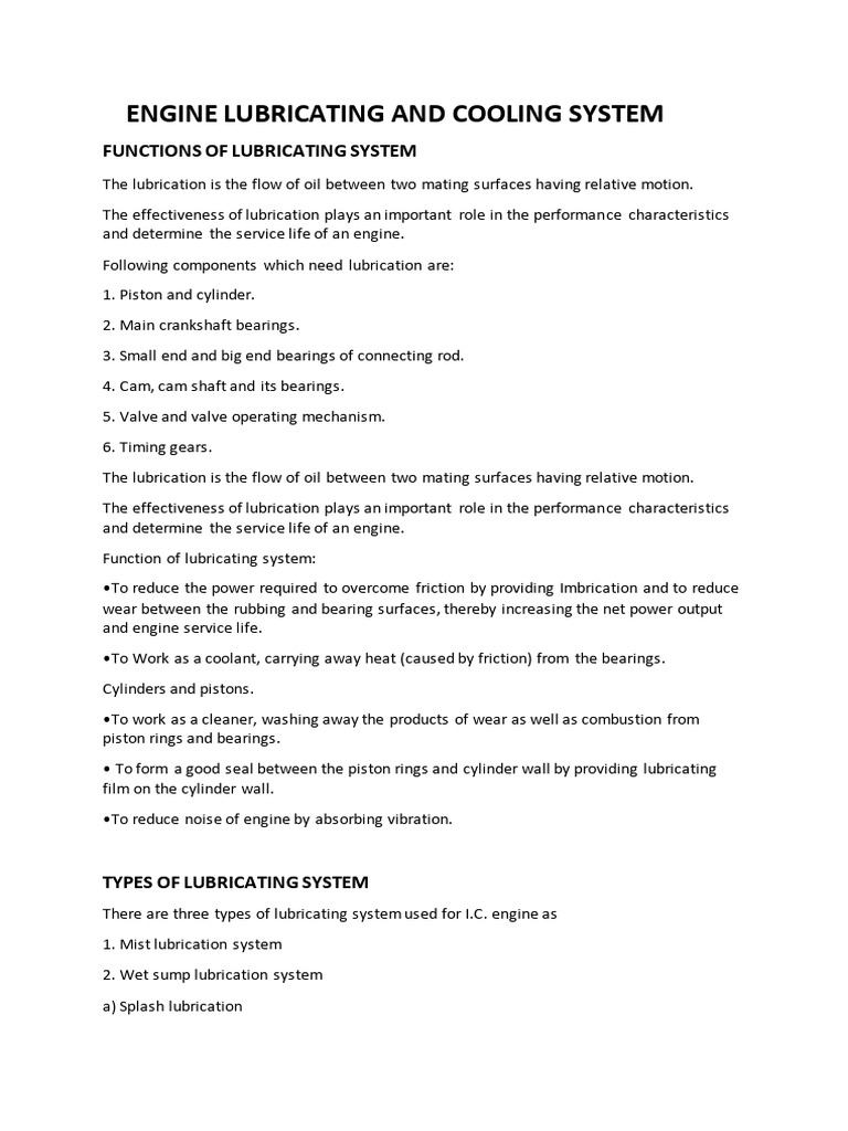 Engine Lubrication and Cooling Systems | PDF | Internal Combustion ...