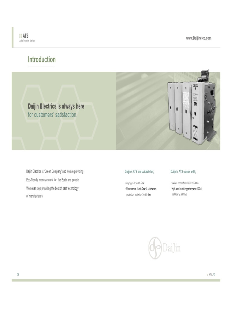 Daijin ATS Specifications and Features | PDF | Switch | Alternating Current