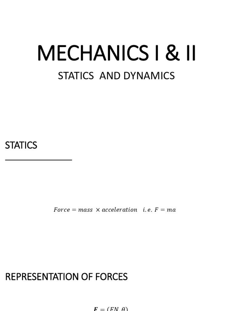 Mechanics(Statics) | PDF | Force | Acceleration