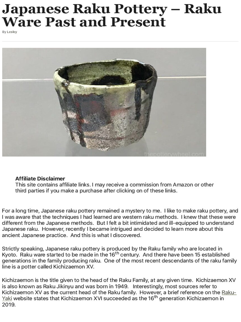 Understanding Japanese Raku Pottery | PDF | Handicrafts | Cookware And ...