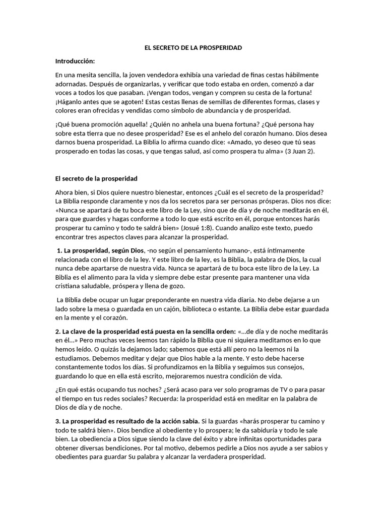 El Secreto de la Prosperidad Divina | PDF | Dios | Biblia