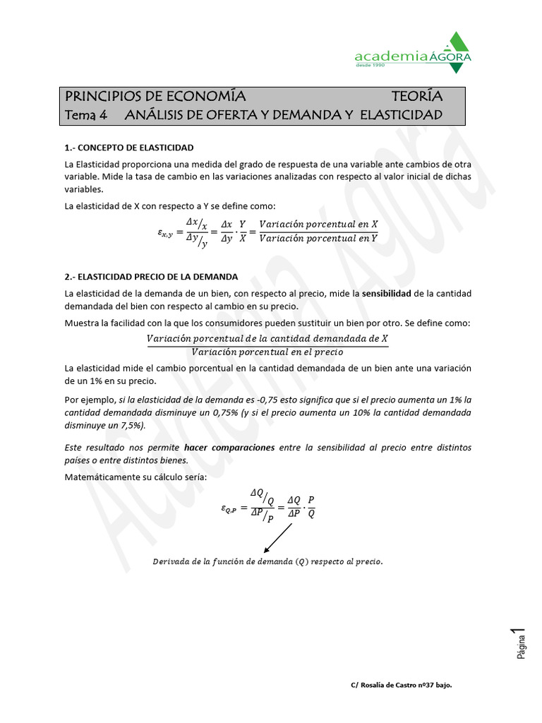 Elasticidad Precio de la Demanda Explicada | PDF | Elasticidad ...