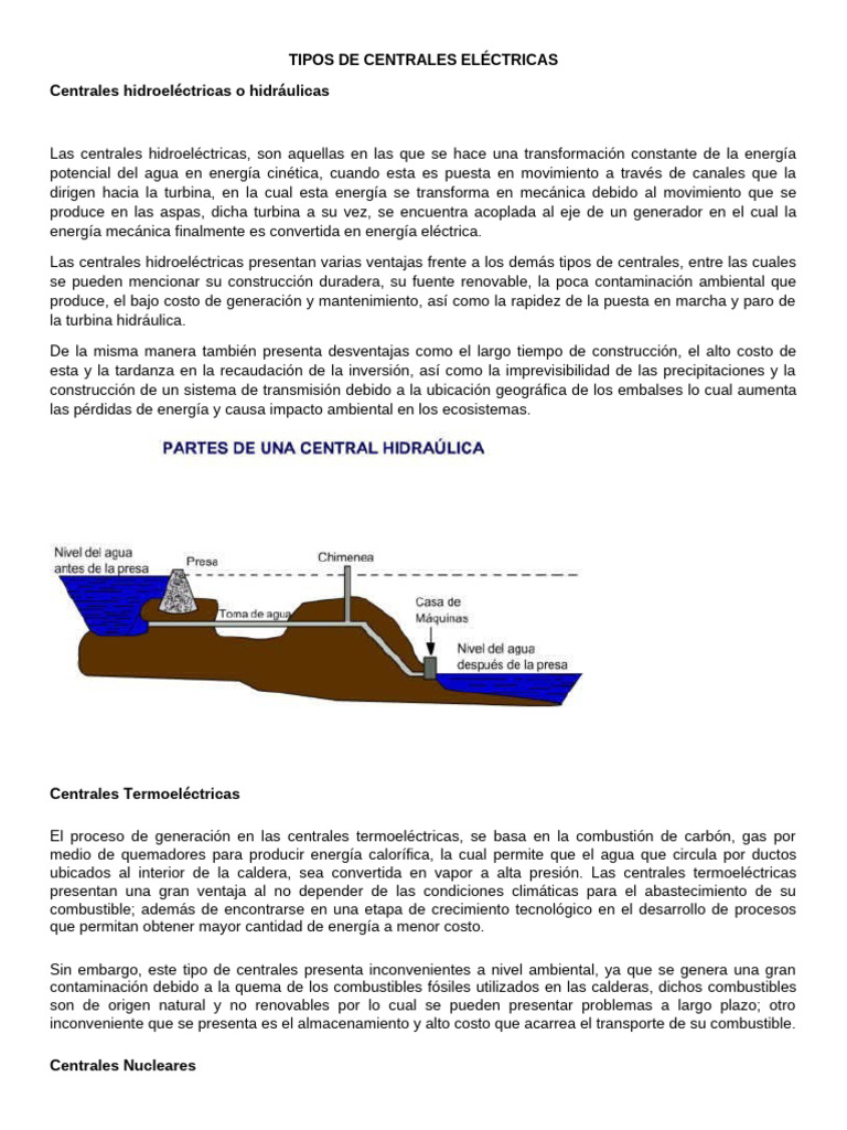 Tipos de Centrales Eléctricas | PDF | Generación eléctrica | Planta de ...