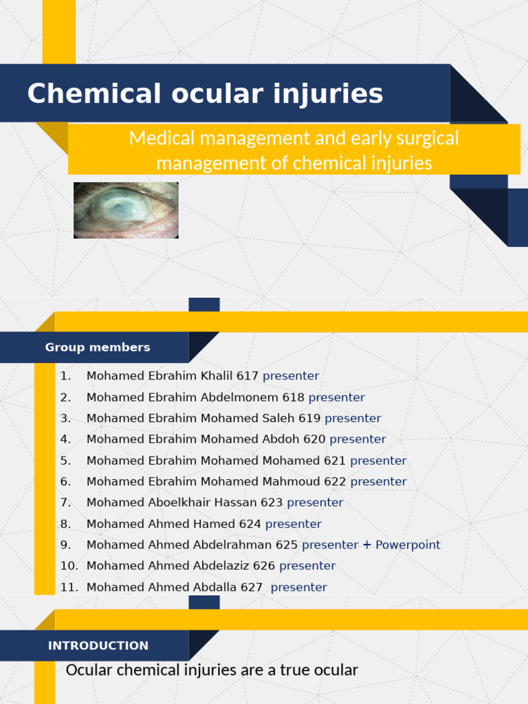 Chemical Ocular Injuries: Medical Management and Early Surgical ...