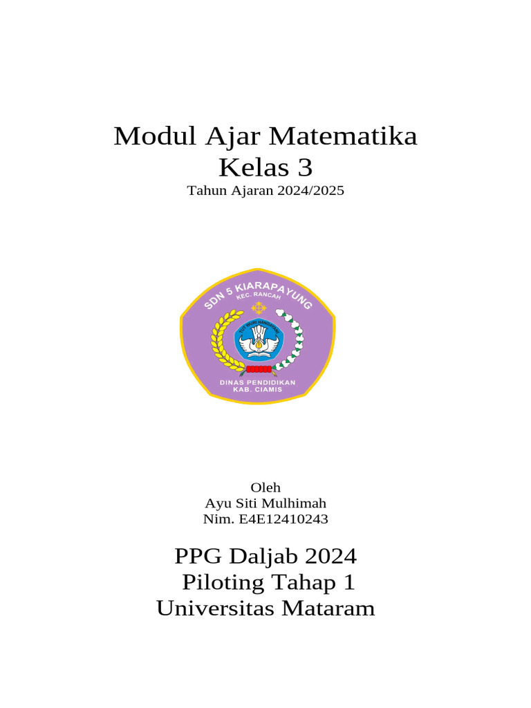 Modul Ajar Matematika Kelas 3 SD Semester 2 | PDF