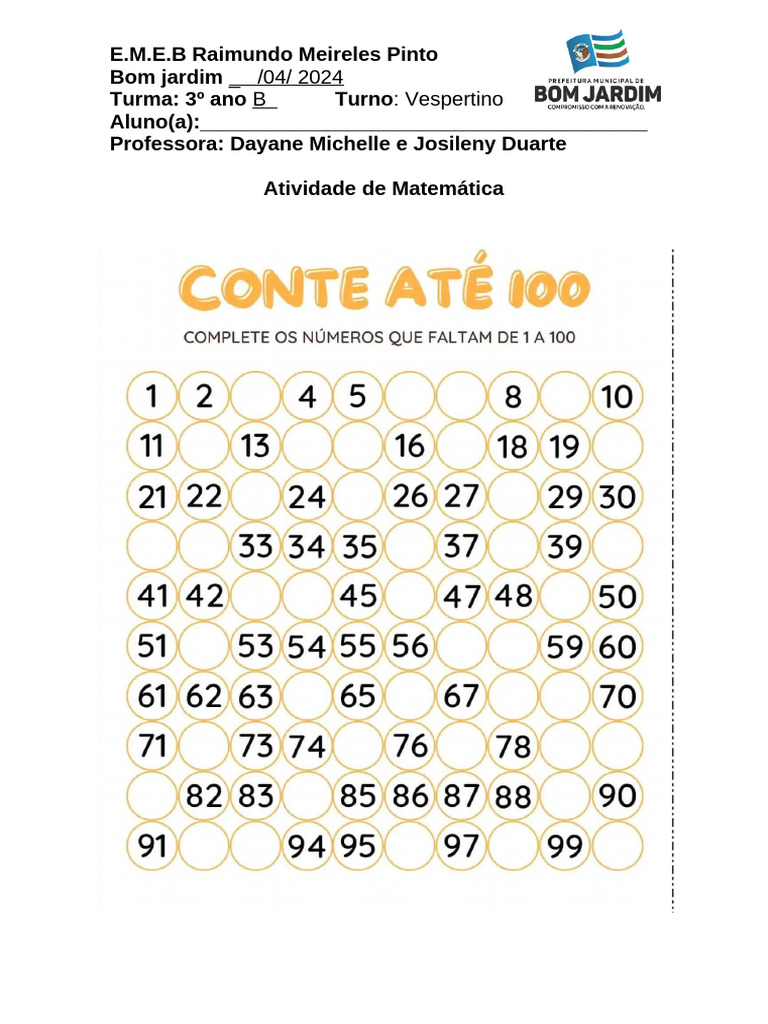 Atividade de Matematica Abril 3 Ano | PDF | Carreira e Crescimento