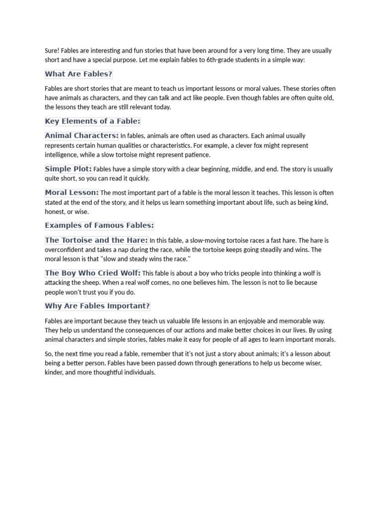 Understanding Fables and Their Morals | PDF | General Fiction