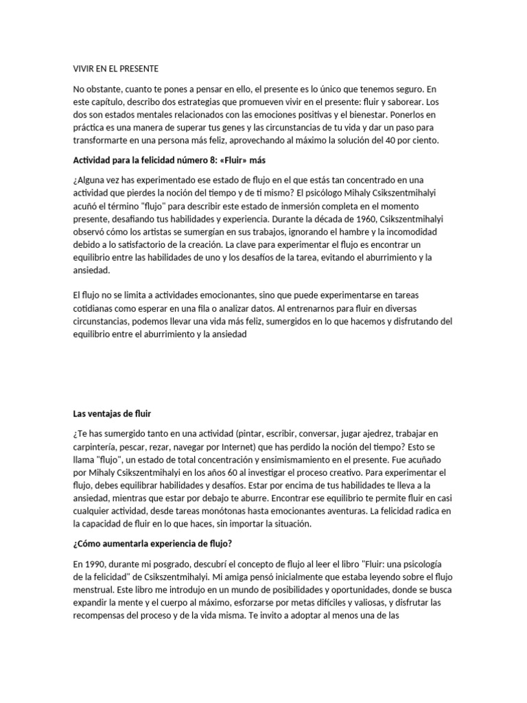 Estrategias para Vivir el Presente | PDF | Placer | Felicidad