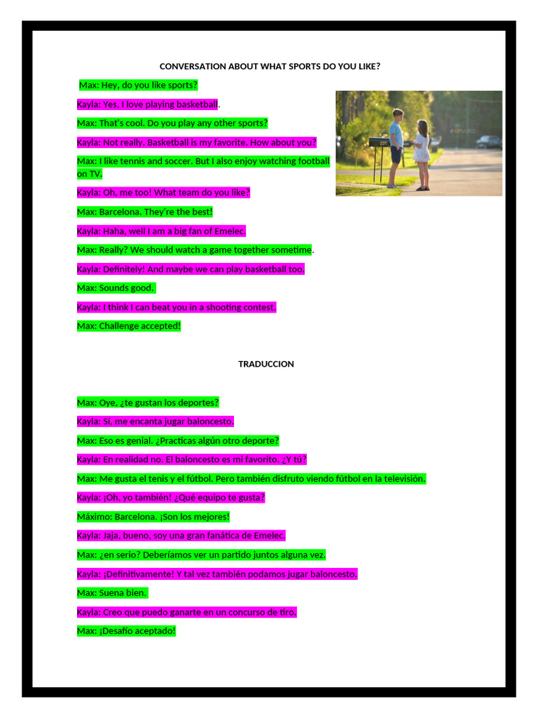 Conversation About What Sports Do You Like | PDF