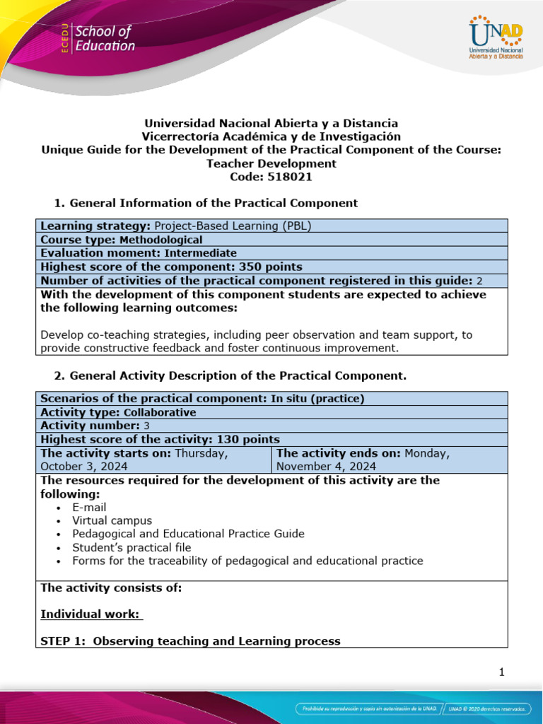 Practical Component Guide for Teacher Development | PDF | Pedagogy ...