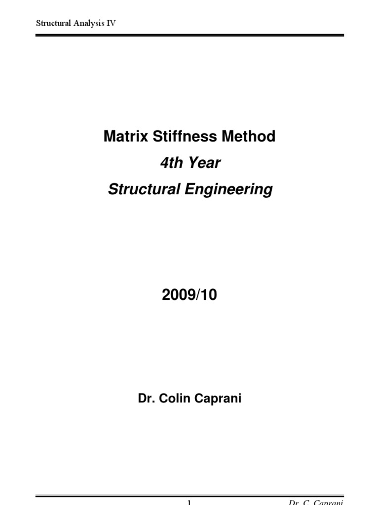Matrix Stiffness Method | Structural Analysis | Matrix (Mathematics)
