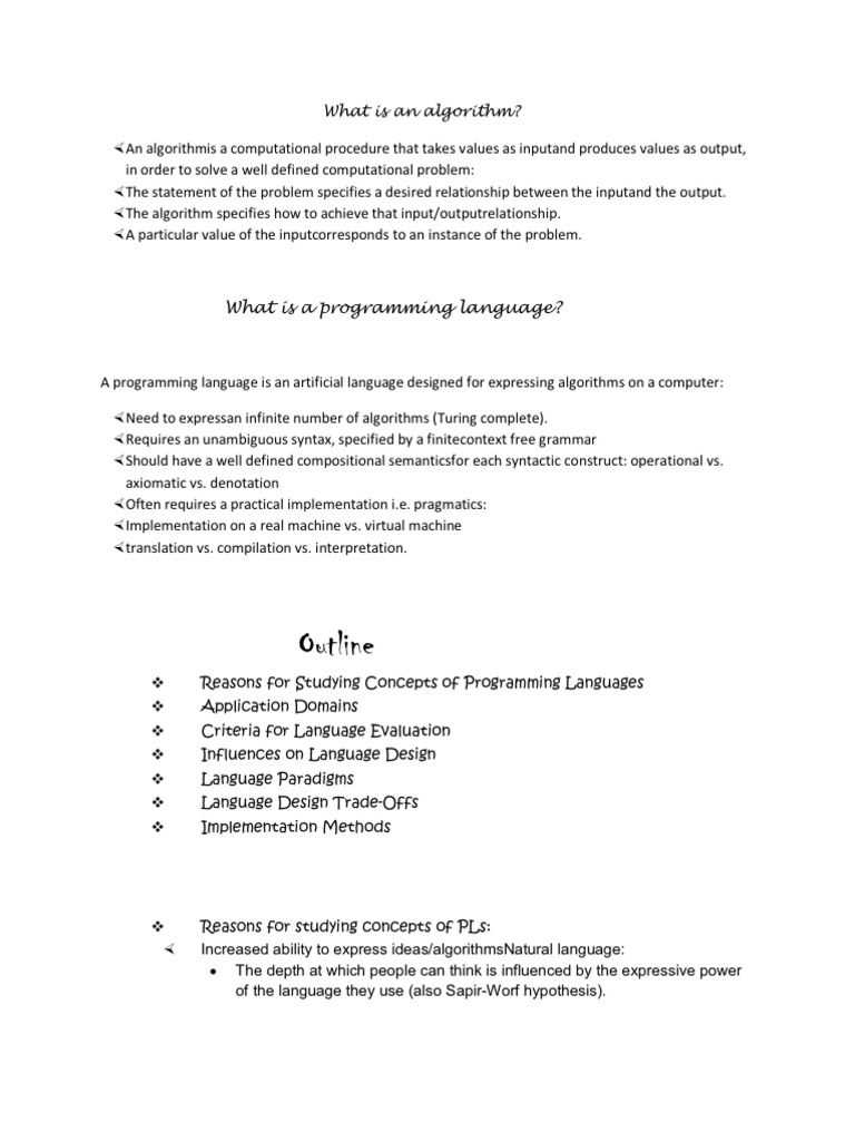 What is an algorithm and programming language | PDF