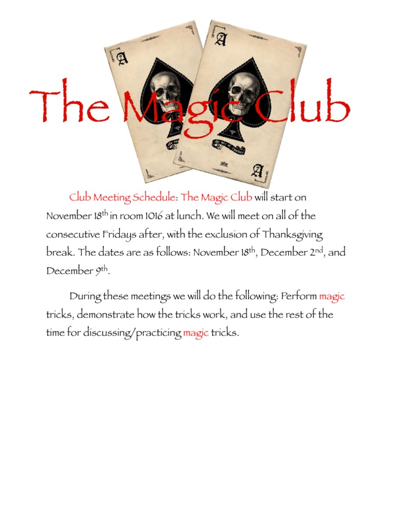 Magic Club Meeting Schedule 2023 | PDF