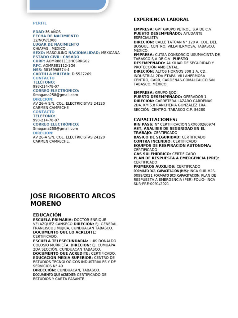 CV de Rigo | PDF | México